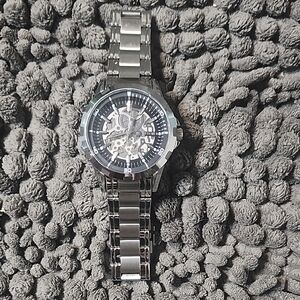 Elgin Silver Skeleton Dial Watch